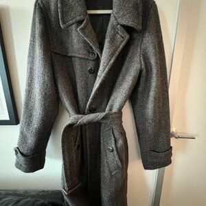 Men's M Classic Gray/ Dark Taupe  Wool Coat LLBEAN Unique Collaboration Design